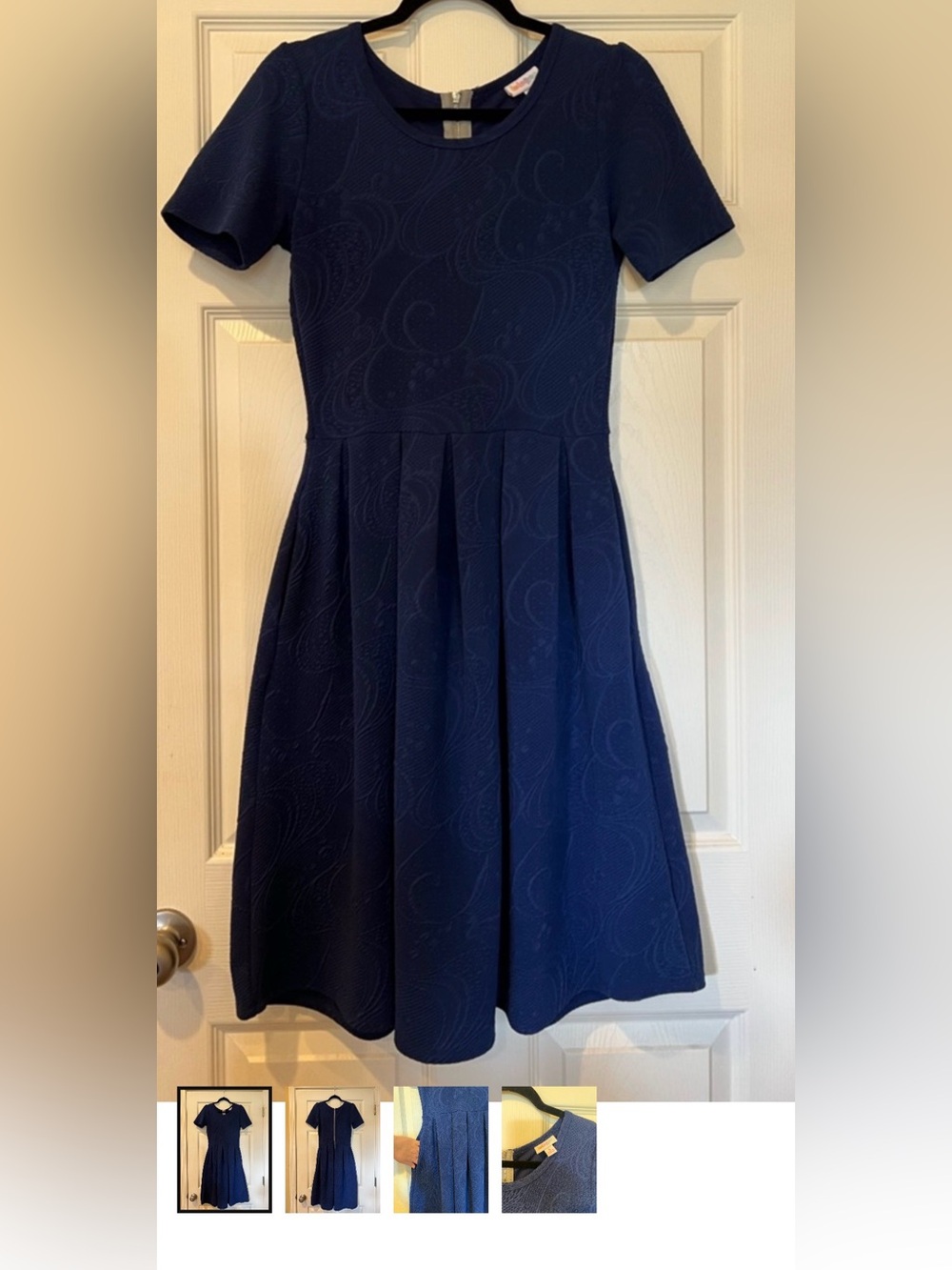 Lularoe Short-Sleeve Navy Fit-and-Flare Dress